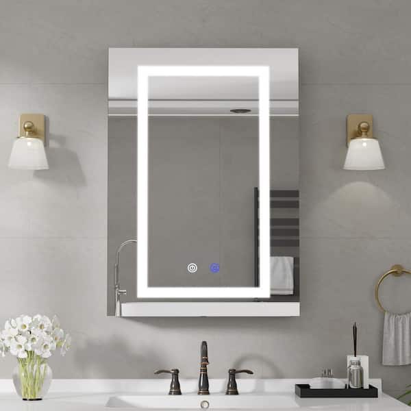 20 in. W x 28 in. H Rectangular Aluminum Light Medicine Cabinet with Mirror, Defogging Adjustable Light