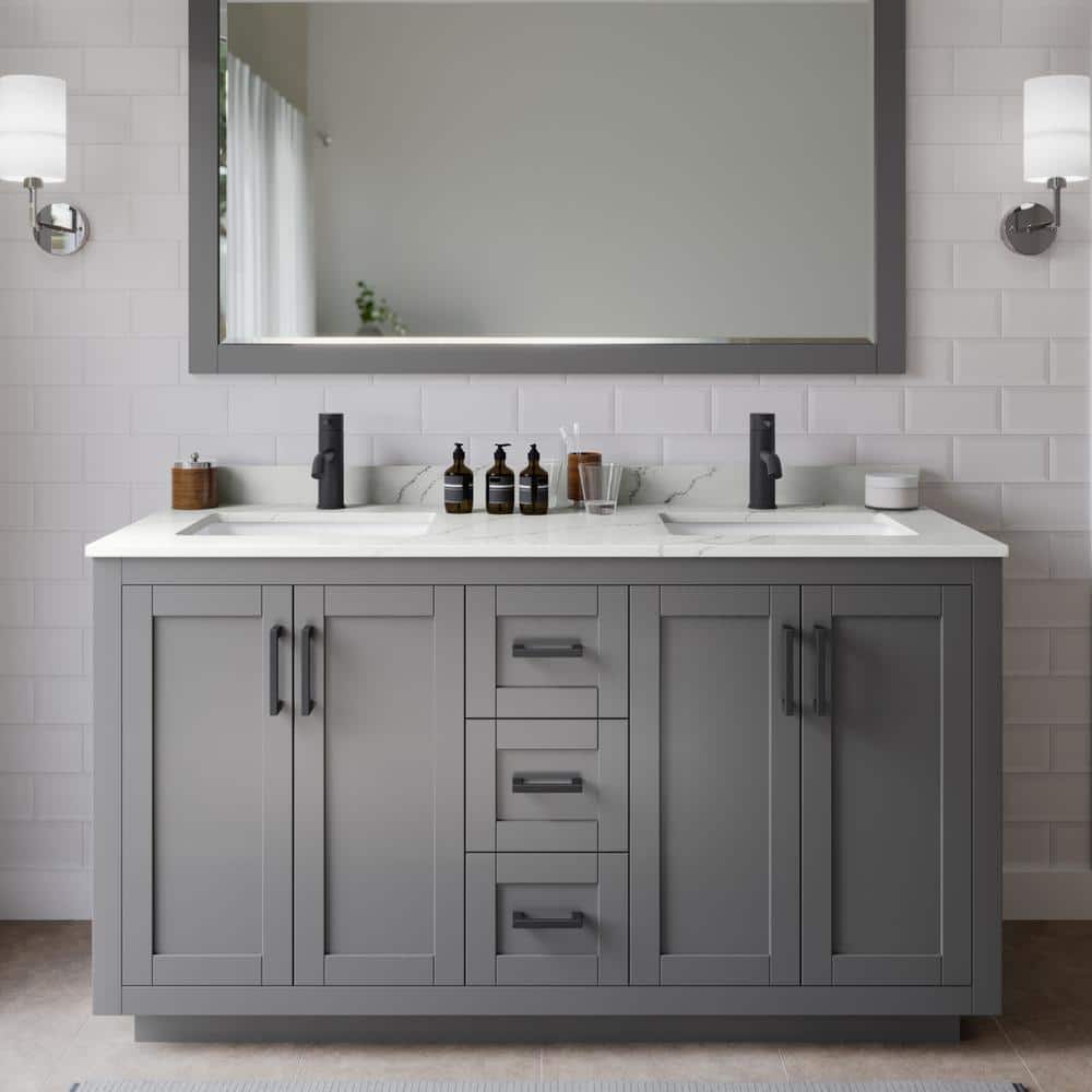 Miranda 60 in. W x 22 in. D x 33.75 in. H Double Bath Vanity in Dark Gray with Giotto Quartz Top price history on PriceWatchPro
