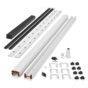 8 ft. x 42 in. Transcend Classic White Composite Rail Kit in with Black Round Aluminum Balusters-Stair