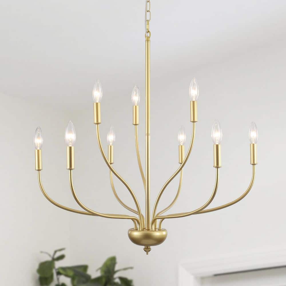 9-Light Modern Farmhouse Gold Chandelier Classic Candlestick Dining Room Pendant Light price history on PriceWatchPro
