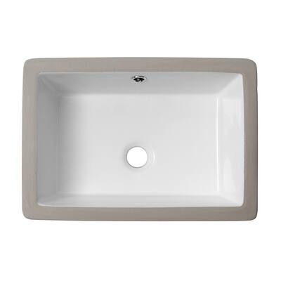 18 in. Modern Rectangular Undermount Corner Porcelain Ceramic Lavatory Vanity Bathroom Sink in White