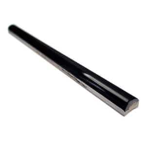 Catalina Black 0.75 in. x 12 in. Polished Ceramic Wall Pencil Liner Tile