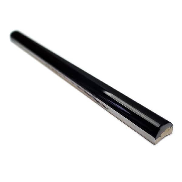 Ivy Hill Tile Catalina Black 0.75 in. x 12 in. Polished Ceramic Wall Pencil Liner Tile