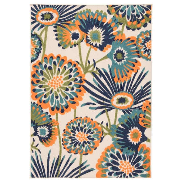 Jaipur Living Balfour Indoor/ Outdoor Floral Navy/ Multicolor Area Rug (7'4"X9'6")
