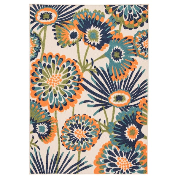 Balfour Indoor/ Outdoor Floral Navy/ Multicolor Area Rug (7'4"X9'6")