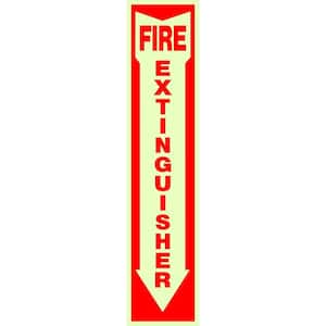 4 in. x 18 in. Glow in Dark Fire Extinguisher Sign