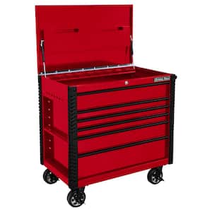 EX Professional 41 in. 6-Drawer Tool Utility Cart with Bumpers in Red with Black Drawer Pulls