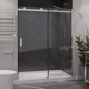 Rhodes 48 in. W x 76 in. H Sliding Frameless Shower Door/Enclosure in Brushed Nickel with Clear Glass