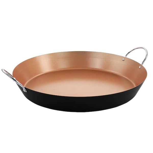 Oster Stonefire 16 in. Carbon Steel Nonstick Frying Pan Paella Pan in Copper