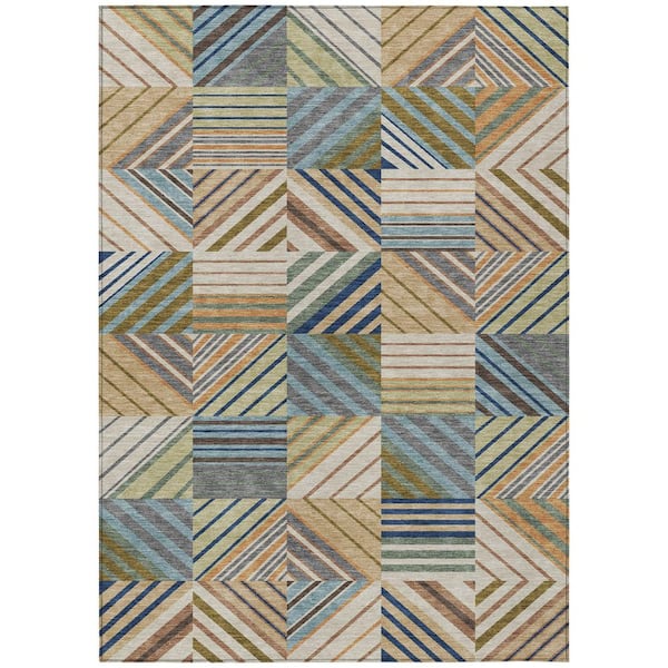 Chantille Machine Washable Indoor/Outdoor Abstract ACN2399 Beige 8 ft. x 10 ft. Area Rug