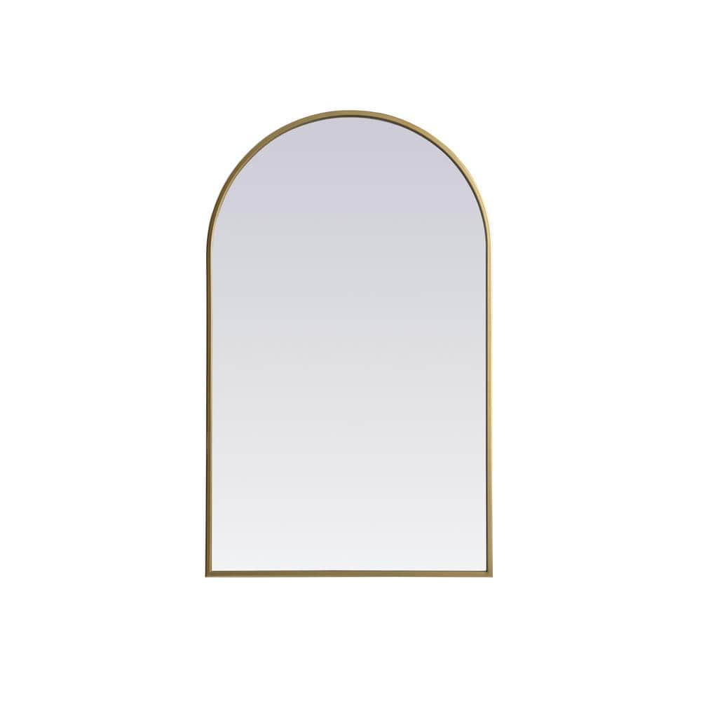 Simply Living 22 in. W x 36 in. H Arch Metal Framed Brass Mirror