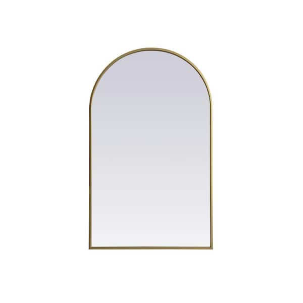 Simply Living 36 in. W x 22 in. H Arch Metal Framed Brass Mirror ...