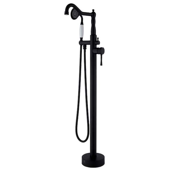 Unbranded Classic 1-Handle Freestanding Tub Faucet with Handheld Shower in Matte Black