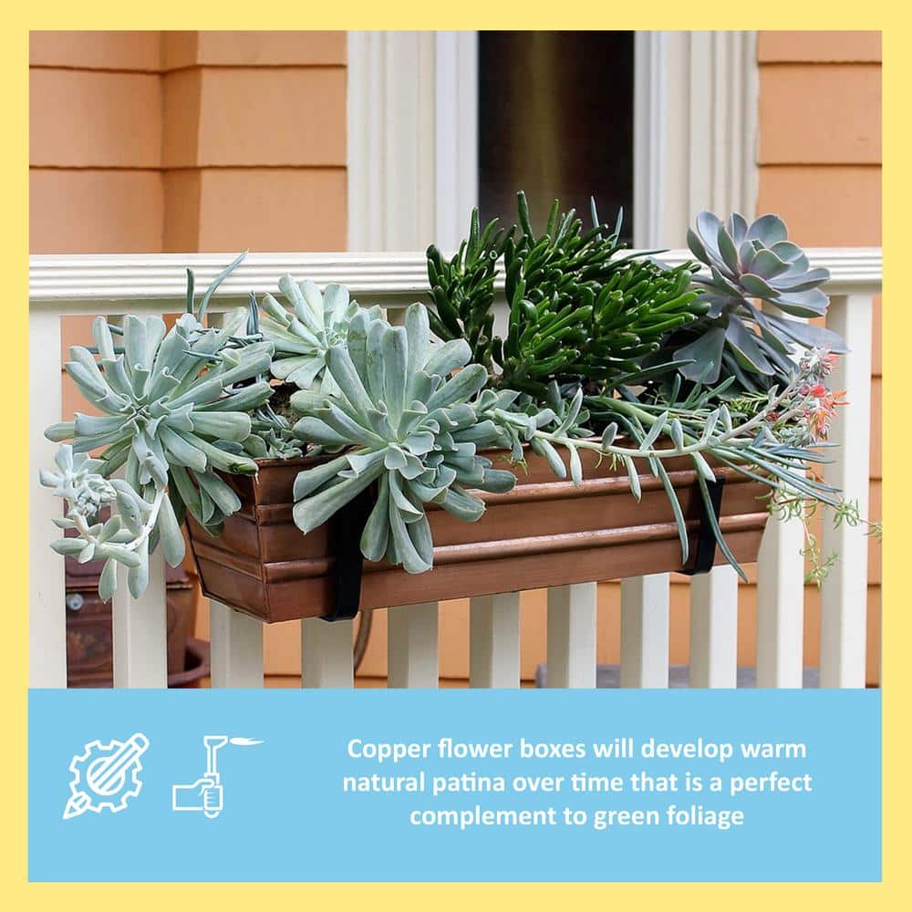 Small Copper Plated Galvanized Steel Rectangular Planter Box