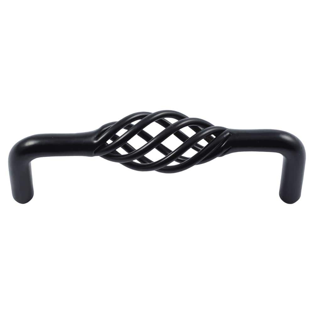 Stockbridge 3-3/4 in. Center-to-Center Matte Black Birdcage Cabinet Pull