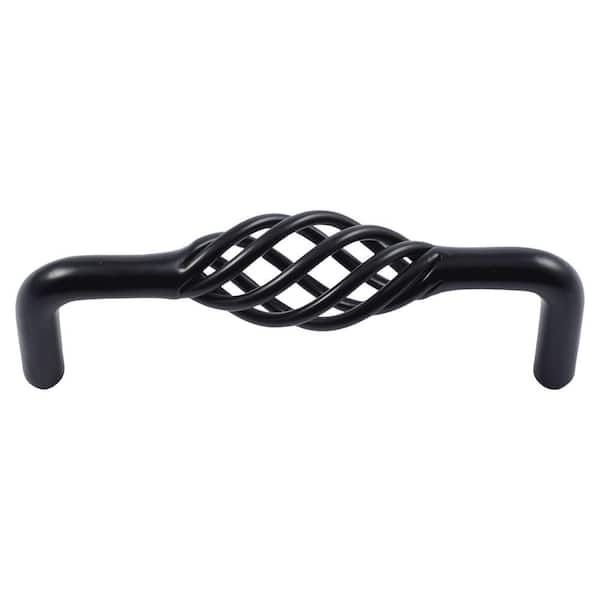 null Stockbridge 3-3/4 in. Center-to-Center Matte Black Birdcage Cabinet Pull