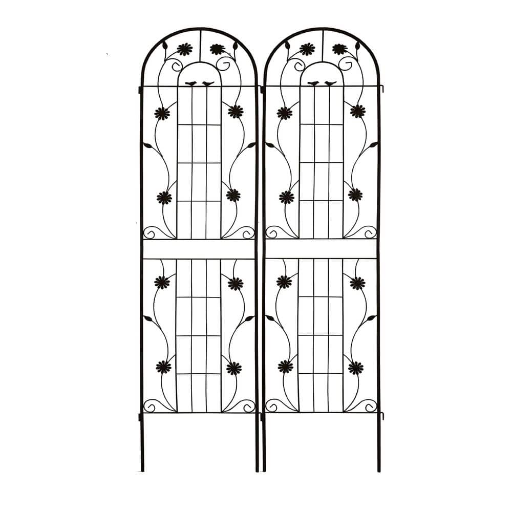 Outdoor 2 Pack Garden 86.7 in. H x 40 in. W Metal Rustproof Trellis, Flower Support for Climbing Plants, Black price history on PriceWatchPro