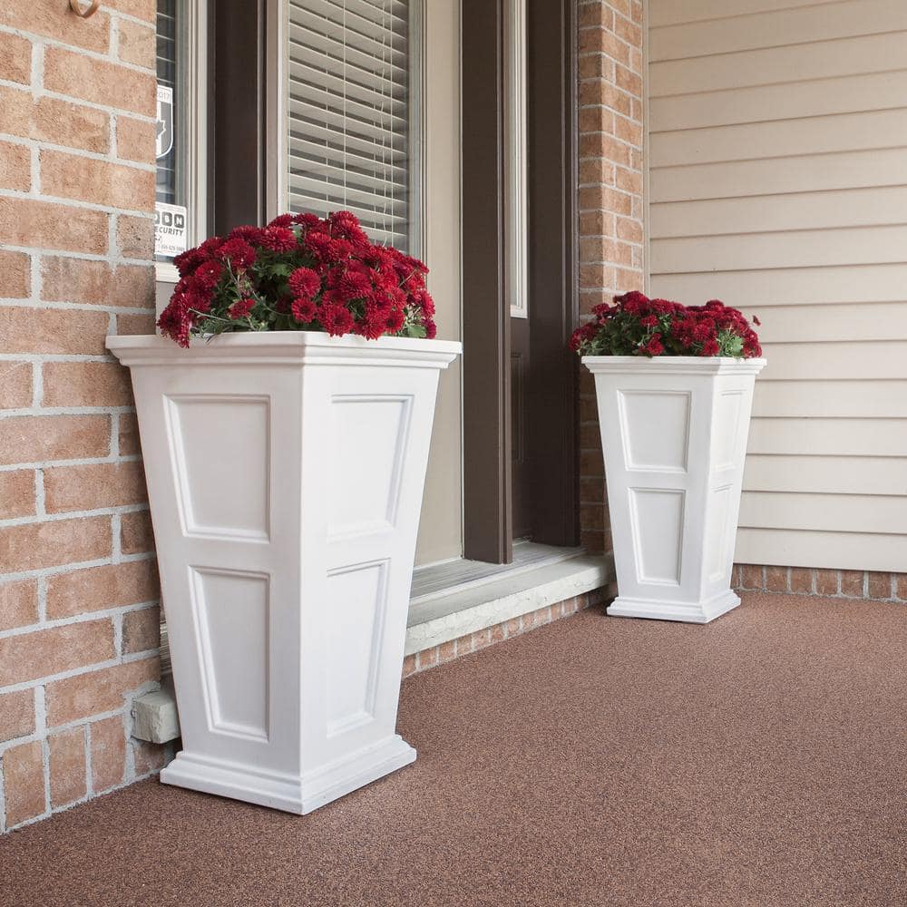 Fairfield White Tall Square Polyethylene Outdoor Planter Set