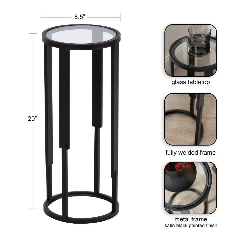 Ravalli Black Metal and Glass Round Drink Table