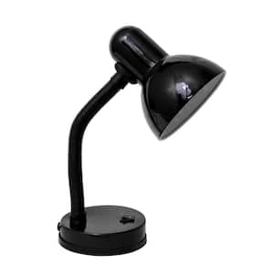 14.25 in. Black Basic Metal Desk Lamp with Flexible Hose Neck