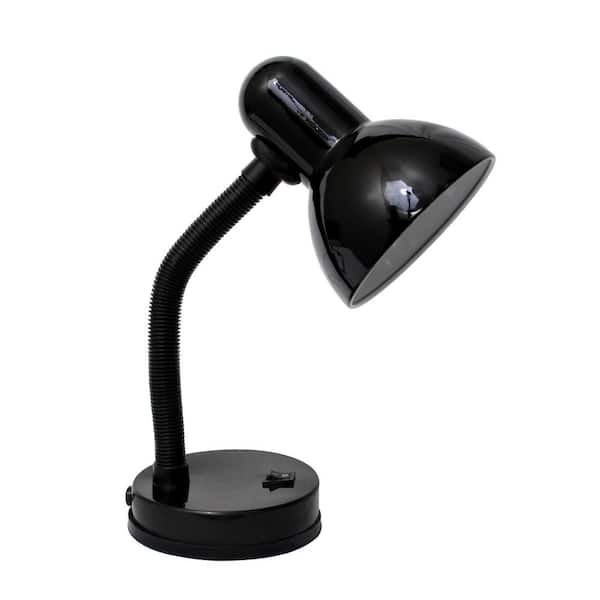 Simple Designs 14.25 in. Black Basic Metal Desk Lamp with Flexible Hose Neck