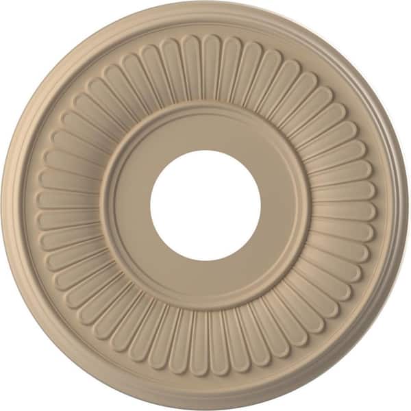 Ekena Millwork 13 in. O.D. x 3-1/2 in. I.D. x 3/4 in. P Berkshire Thermoformed PVC Ceiling Medallion in UltraCover Satin Smokey Beige