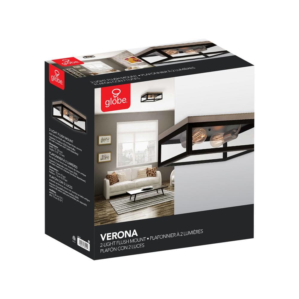 Verona Dark Bronze 13" LED Flush Mount with Frosted Glass