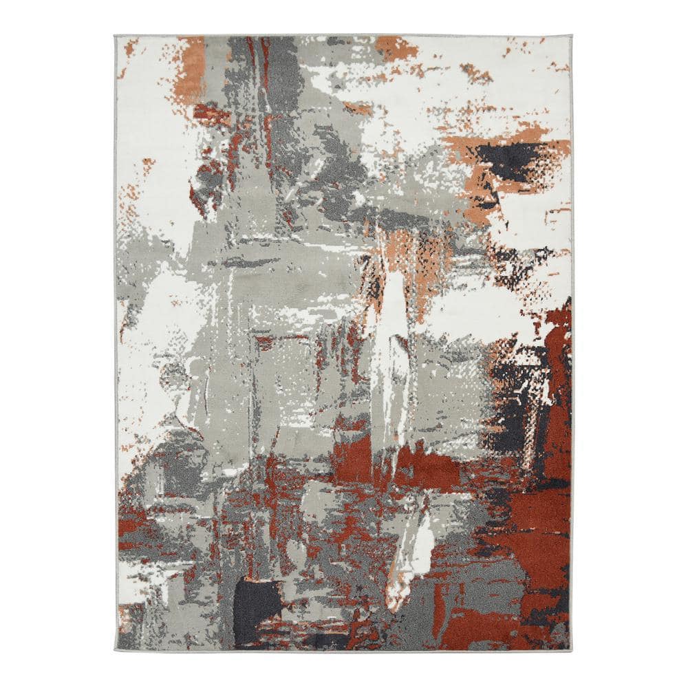 Amer Rugs Alpine 9 x 12 Rust Abstract Pattern Area Rug for High Traffic ...