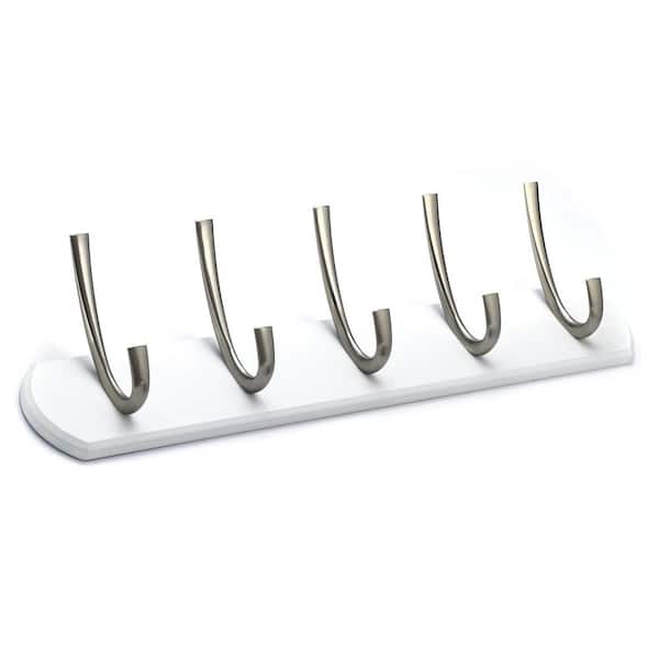 Richelieu Hardware 3-1/2 in. (88.9 mm) White and Brushed Nickel Contemporary Hook Rack