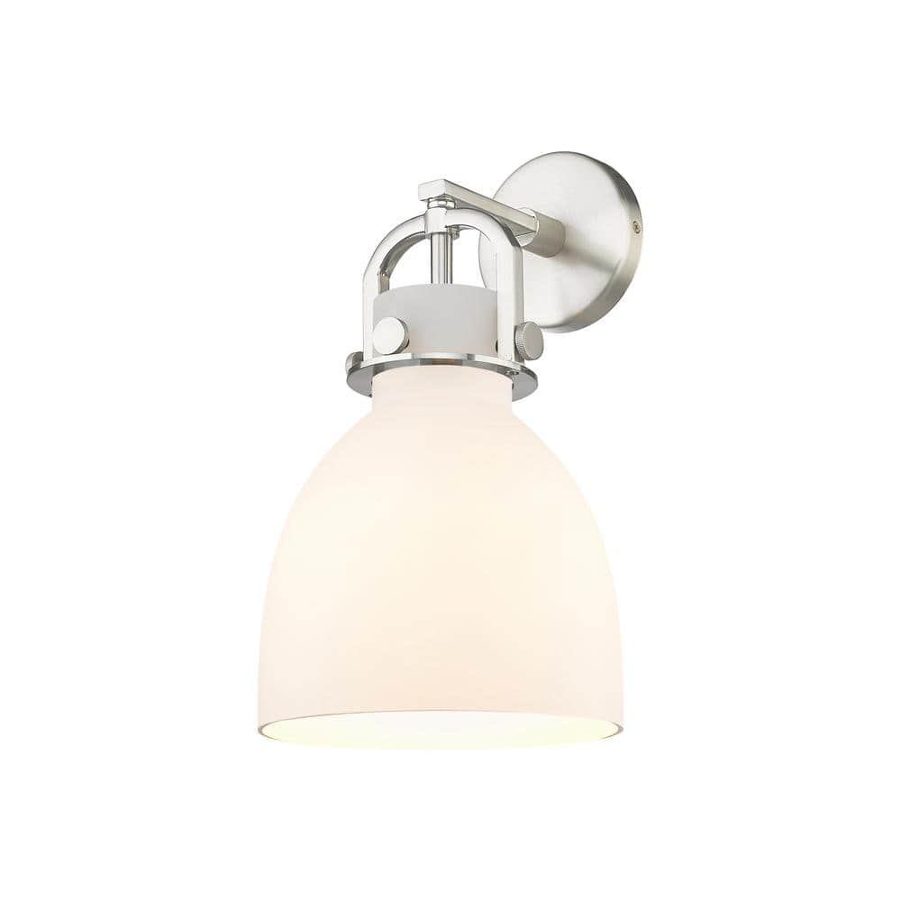 Newton Bell 1-Light Satin Nickel Wall Sconce with White Glass Shade price history on PriceWatchPro