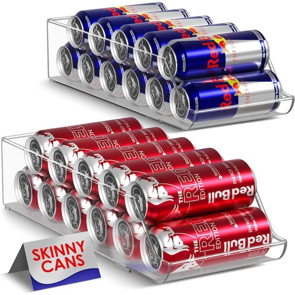 Sorbus 2 Pack Clear Skinny Soda Can Organizer and Dispenser, Holds 12 Cans Each