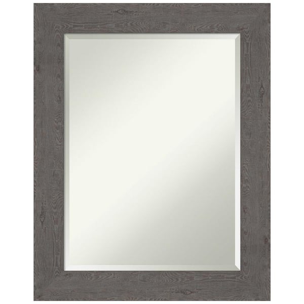 Amanti Art Medium Rectangle Distressed Grey Beveled Glass Modern Mirror (29.5 in. H x 23.5 in. W)