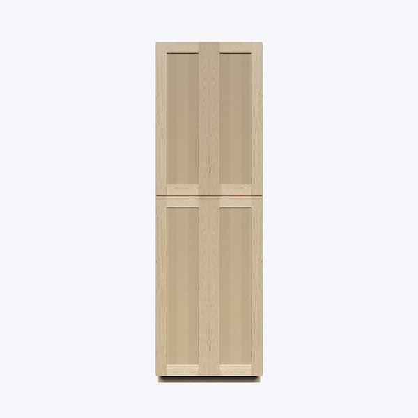 Lancaster Shaker Assembled 30 in. x 96 in. x 27 in. Pantry Cabinet with 4 Doors in Natural Wood