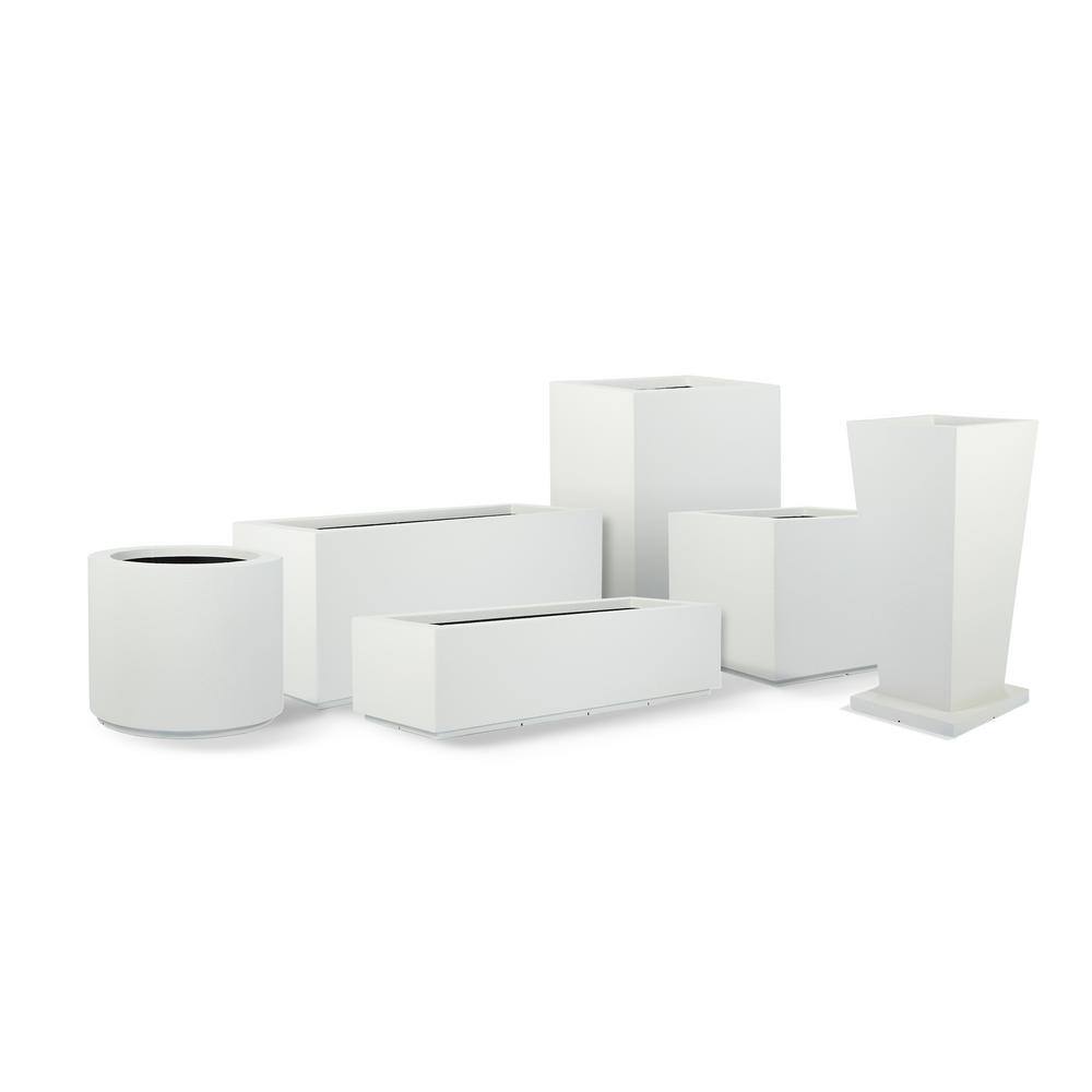 White Tall Rectangular Modern Outdoor Planter, 30"