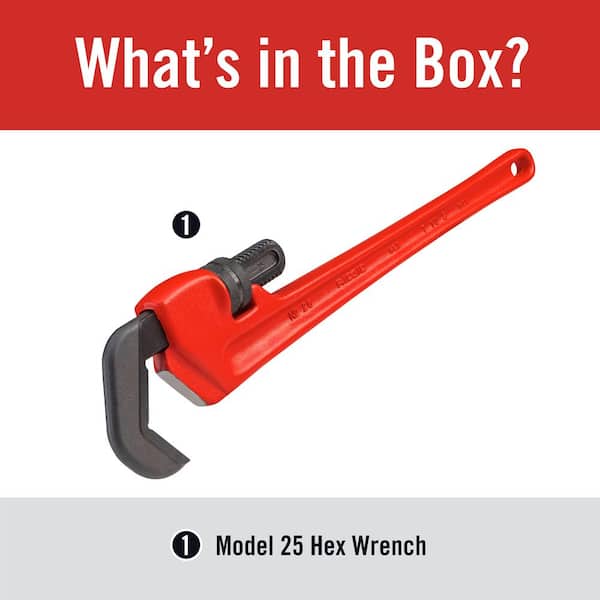 1 in. to 2 in. Model 25-Straight Hex Wrench