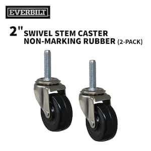 2 in. Black Hard Rubber and Steel Swivel Threaded Stem Caster with 80 lb. Load Rating (2-Pack)