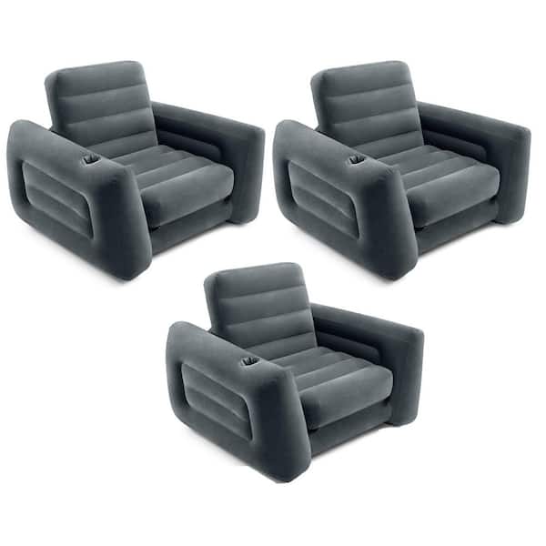 Inflatable Pull Out 26 in. Sofa Chair Sleeper w/ Twin Sized Air Mattress (3 Pack)