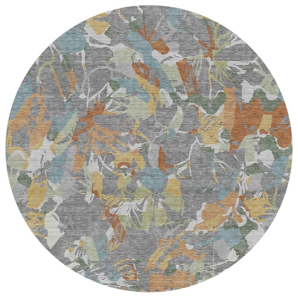Chantille Machine Washable Indoor/Outdoor Abstract ACN3005 Gray 8 ft. x 8 ft. Round Rug price history on PriceWatchPro