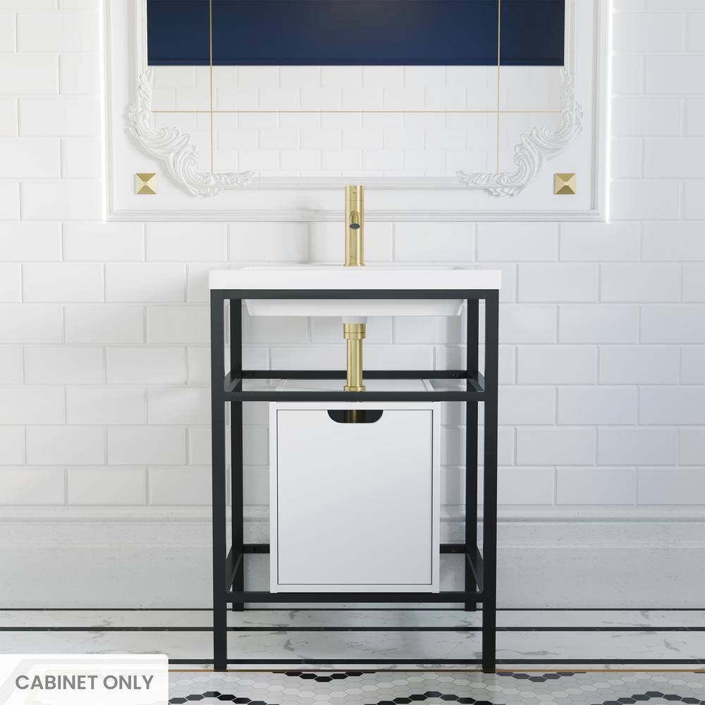 Ivy 24" Black and White Freestanding Bathroom Vanity Cabinet