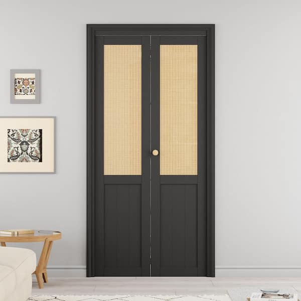 ARK DESIGN 36 in. x 80 in. Half Paneled Solid Core Black Finished