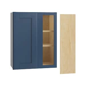 Washington Vessel Blue Plywood Shaker Assembled Blind Corner Kitchen Cabinet Sft Cls Right 24 in W x 12 in D x 30 in H