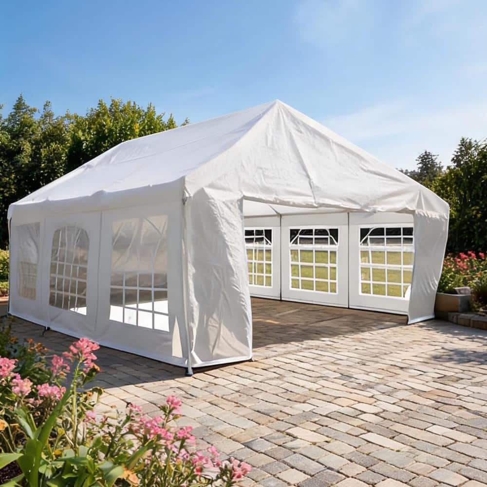 20x20 ft White-Toned Steel Party Tent Canopy for Outdoor Events with practical PE Cover and Easy Assembly price history on PriceWatchPro