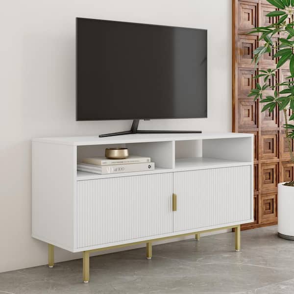 Nathan James Jacklyn 44 in. Contemporary TV Stand with Storage, Entertainment Center with Fluted Cabinet Doors, for Living Room