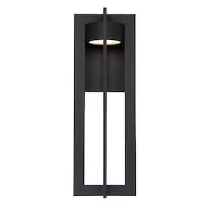 Chamber 25 in. Black Integrated LED Outdoor Wall Sconce, 3000K