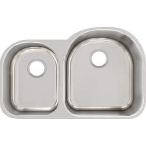 Lustertone Undermount Stainless Steel 31 in. 40/60 Double Bowl Kitchen Sink - Left Configuration