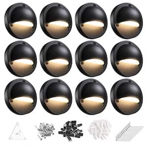 170 Lumens Black Aluminum Hardwired Outdoor Deck Lights Waterproof LED Steps Lamps for Stairs Fences (12-Pack)