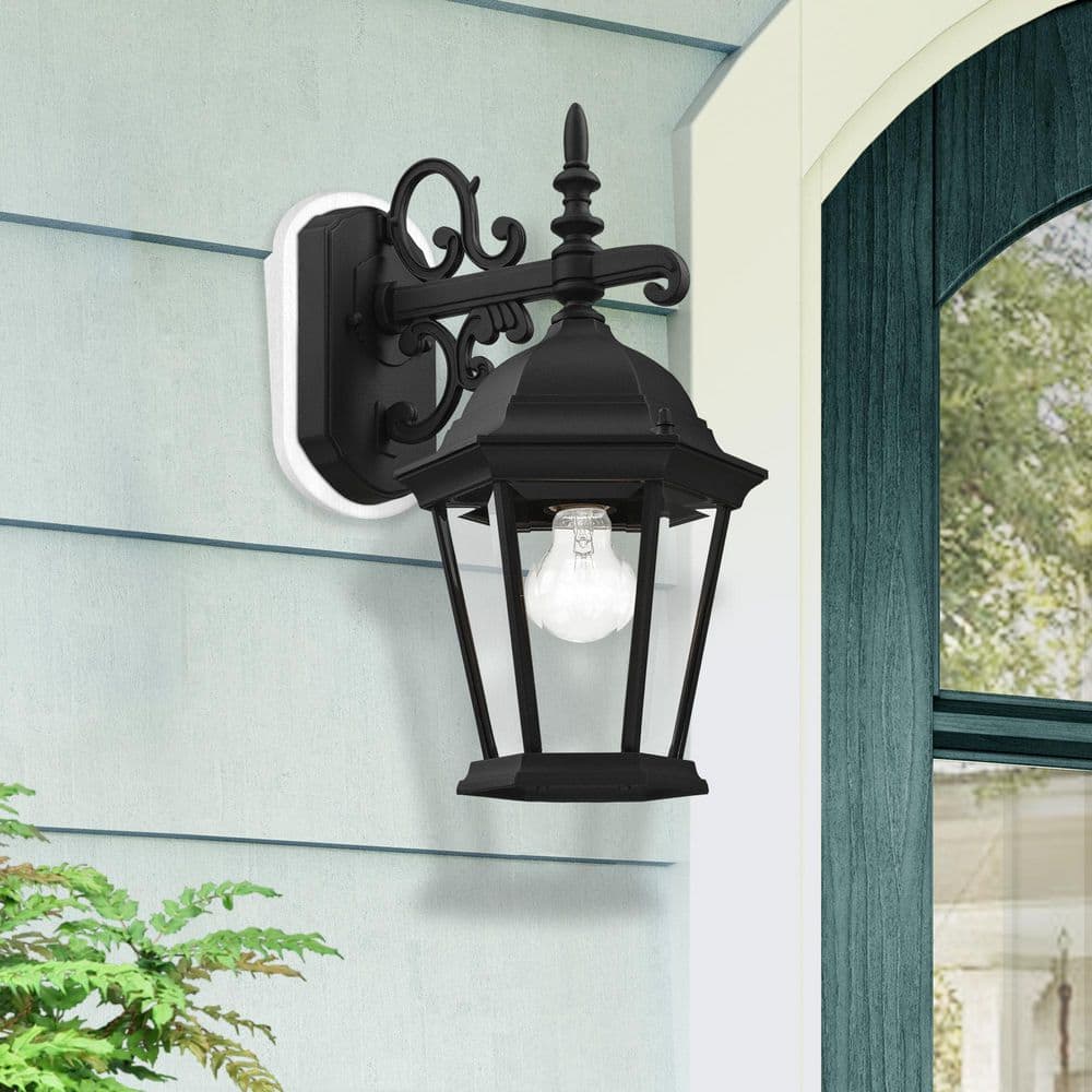 Hathshire 1 Light Textured Black Outdoor Wall Lantern price history on PriceWatchPro