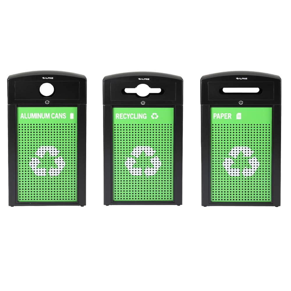 120 Gal. Steel All-Weather Vented Trash Can Commercial Outdoor Recycling Bi