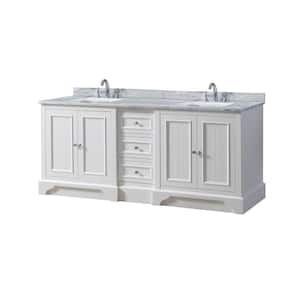 Kingswood 72 in. W x 25 in. D x 33 in. H Double Bath Vanity in White with White Carrara Marble Top