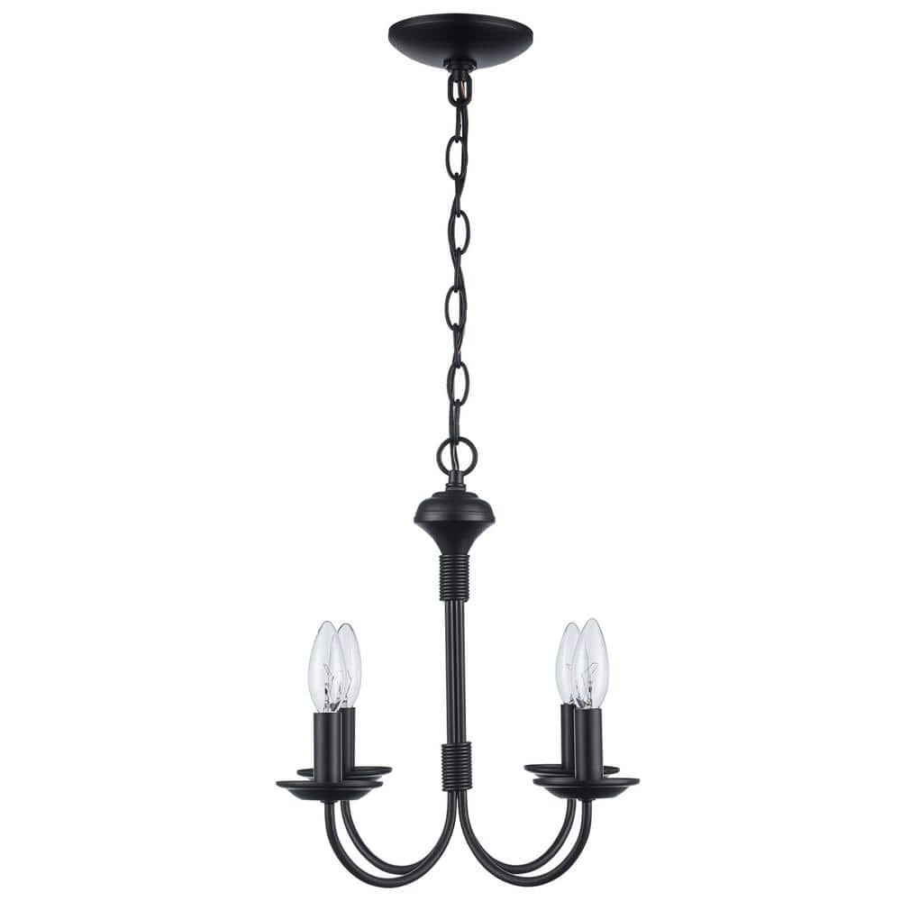 Black Metal Mini Candle Chandelier with Curved Arms